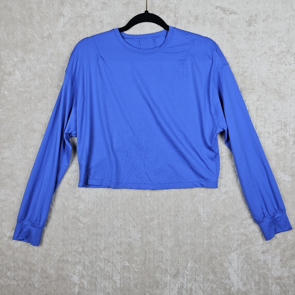 lululemon athletica Abrasion Resistant Long Sleeve Cropped Tee in Wild Indigo